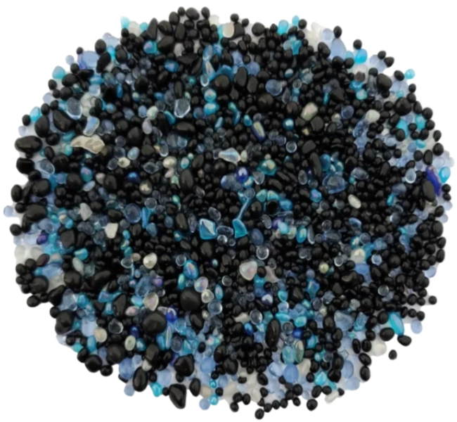 Black and Iridescent Blue Blend